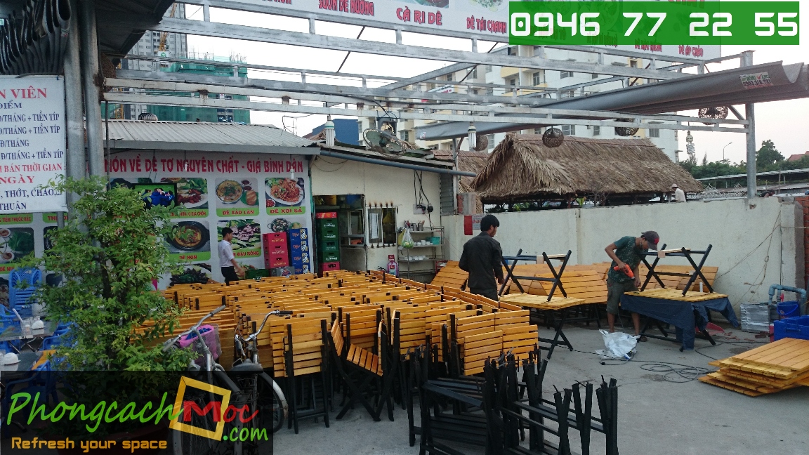 bàn ghế xếp khung sắt